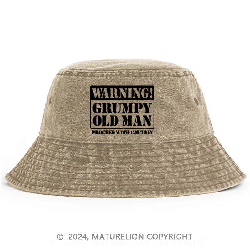 Matureolion Warning Grumpy Old Man Proceed With Caution Bucket Hat
