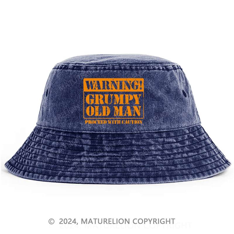 Matureolion Warning Grumpy Old Man Proceed With Caution Bucket Hat