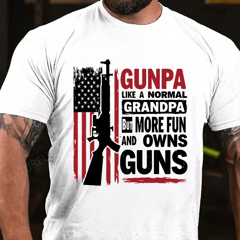 Maturelion Men's T-shirt Gunpa Like A Normal Grandpa But More Fun and Owns Gun Gildan 64000 Cotton T-shirt