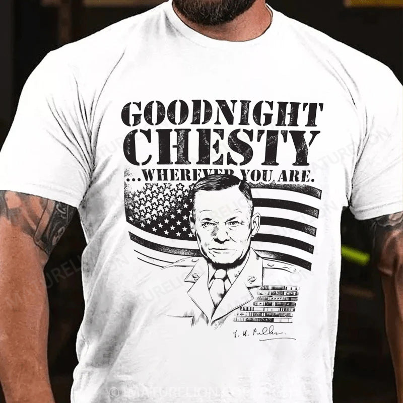 Maturelion Men's T-shirt Goodnight Chesty Cotton T-shirt