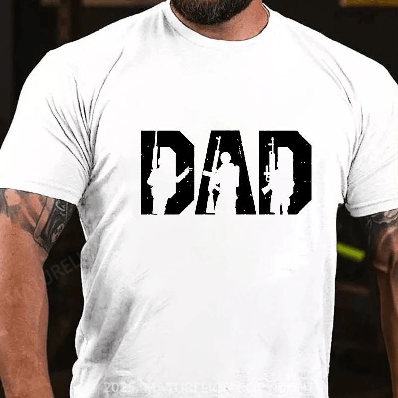 Maturelion Men's T-shirt Tactical Dad Graphic Cotton T-shirt