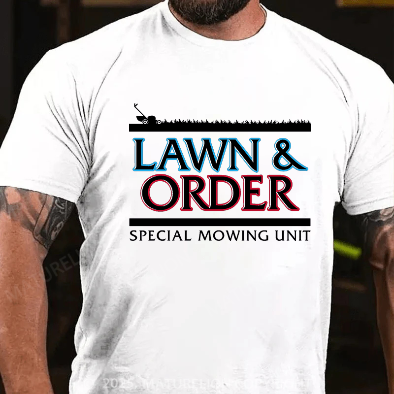 Maturelion Men's T-shirt Lawn & Order Cotton T-shirt