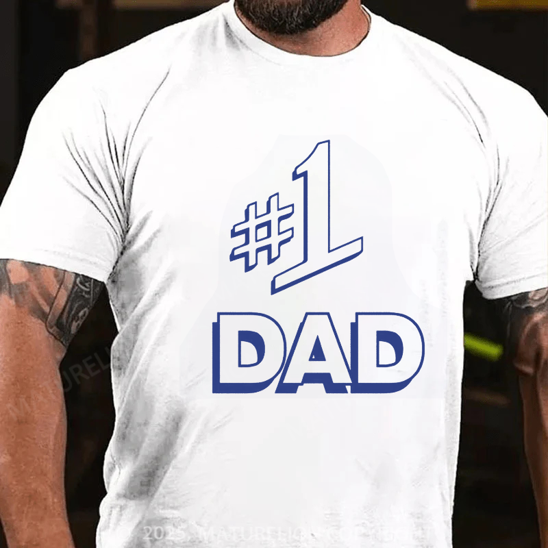 Maturelion Men's T-shirt Number 1 Dad Father's Day T-shirt Sale-Maturelion
