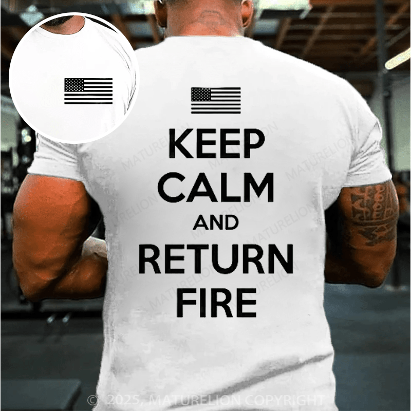 Maturelion Men's T-shirt Keep Calm and Return Fire Cotton T-shirt
