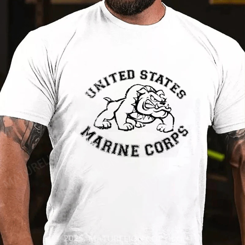 Maturelion Men's T-shirt Red Bulldog Cotton T-shirt