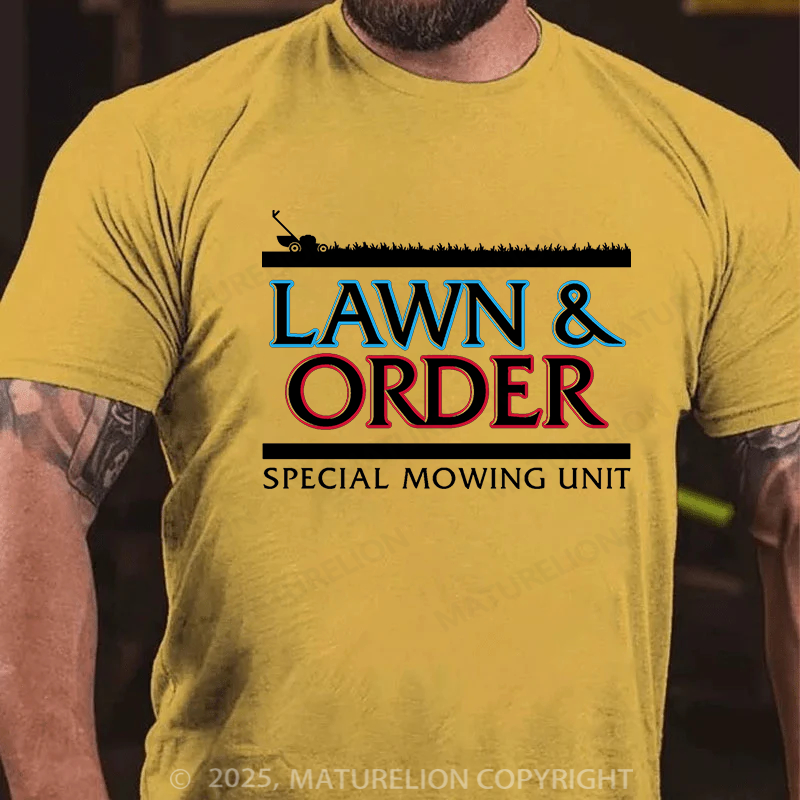 Maturelion Men's T-shirt Lawn & Order Cotton T-shirt