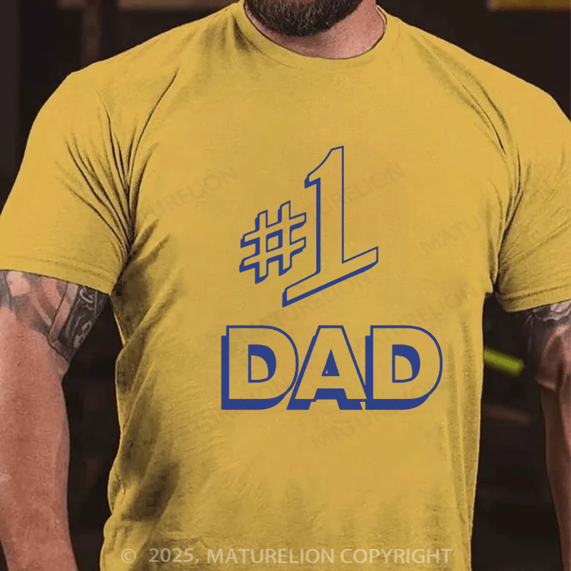 Maturelion Men's T-shirt Number 1 Dad Father's Gift T-shirt