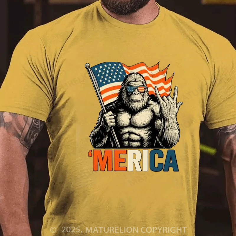 Maturelion Men's T-Shirt Big Foot Merica 4th Of July T-shirt