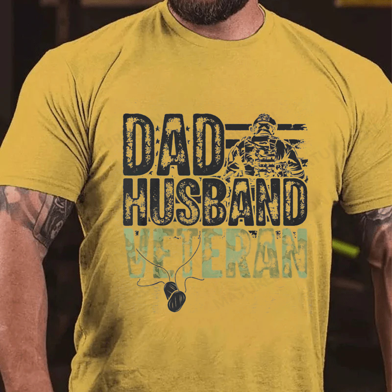 Maturelion Men's T-Shirt Dad Husband Veteran Cotton T-Shirt
