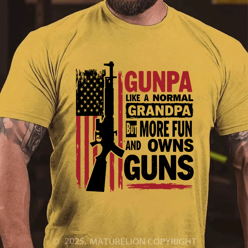 Maturelion Men's T-shirt Gunpa Like A Normal Grandpa But More Fun and Owns Gun Gildan 64000 Cotton T-shirt