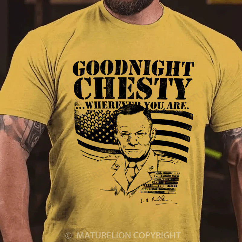 Maturelion Men's T-shirt Goodnight Chesty Cotton T-shirt