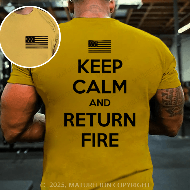 Maturelion Men's T-shirt Keep Calm and Return Fire Cotton T-shirt
