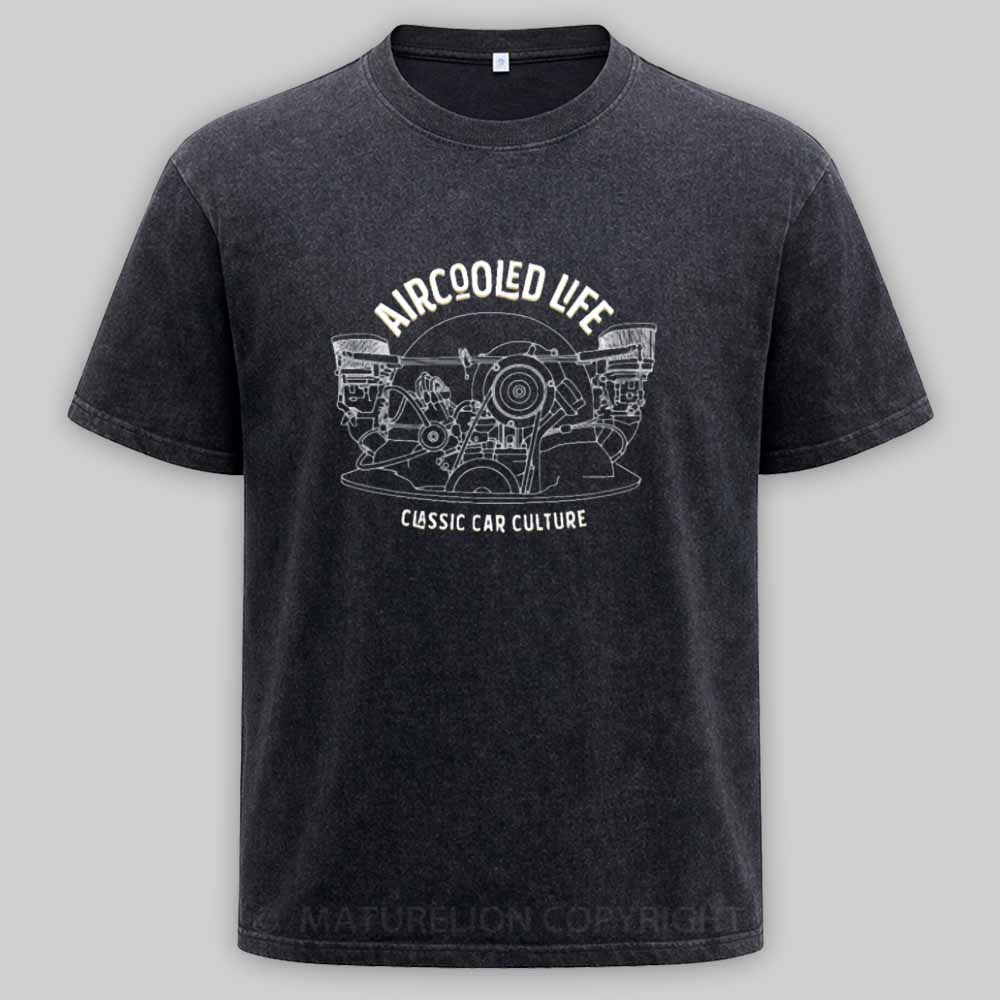 Maturelion  Aircooled Life - Classic Car Culture Washed T-shirt