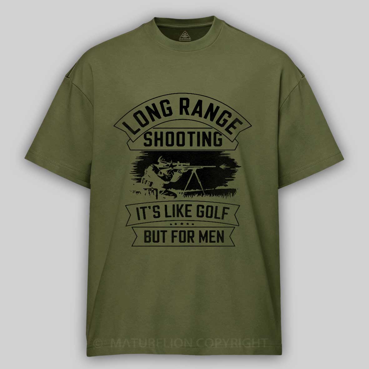 Maturelion Men's T-shirt Long range shooting it's like golf but for men Cotton T-shirt