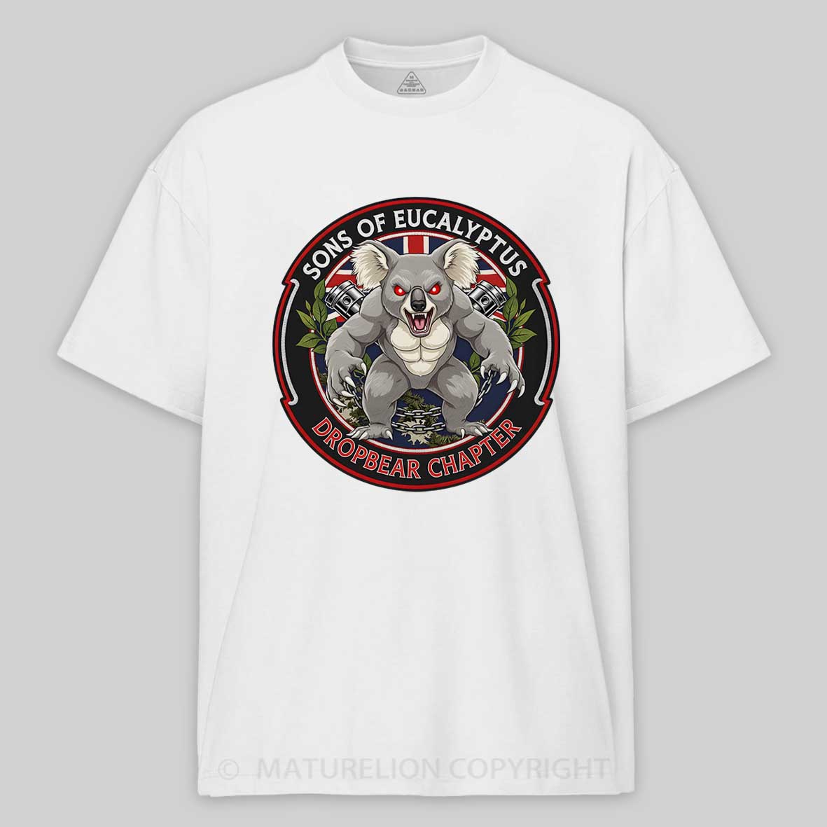 Maturelion Australia T-Shirt Dropbear Funny Graphic  Motorcycle Cotton T-Shirt