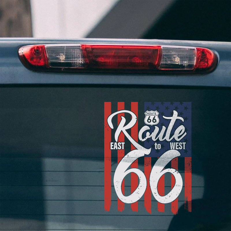 Maturelion East To West Tee Route 66 Funny Car Window Decal