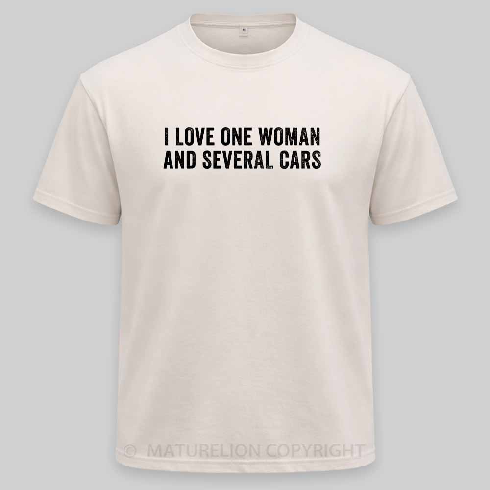Maturelion I love one woman and several cars Washed T-shirt