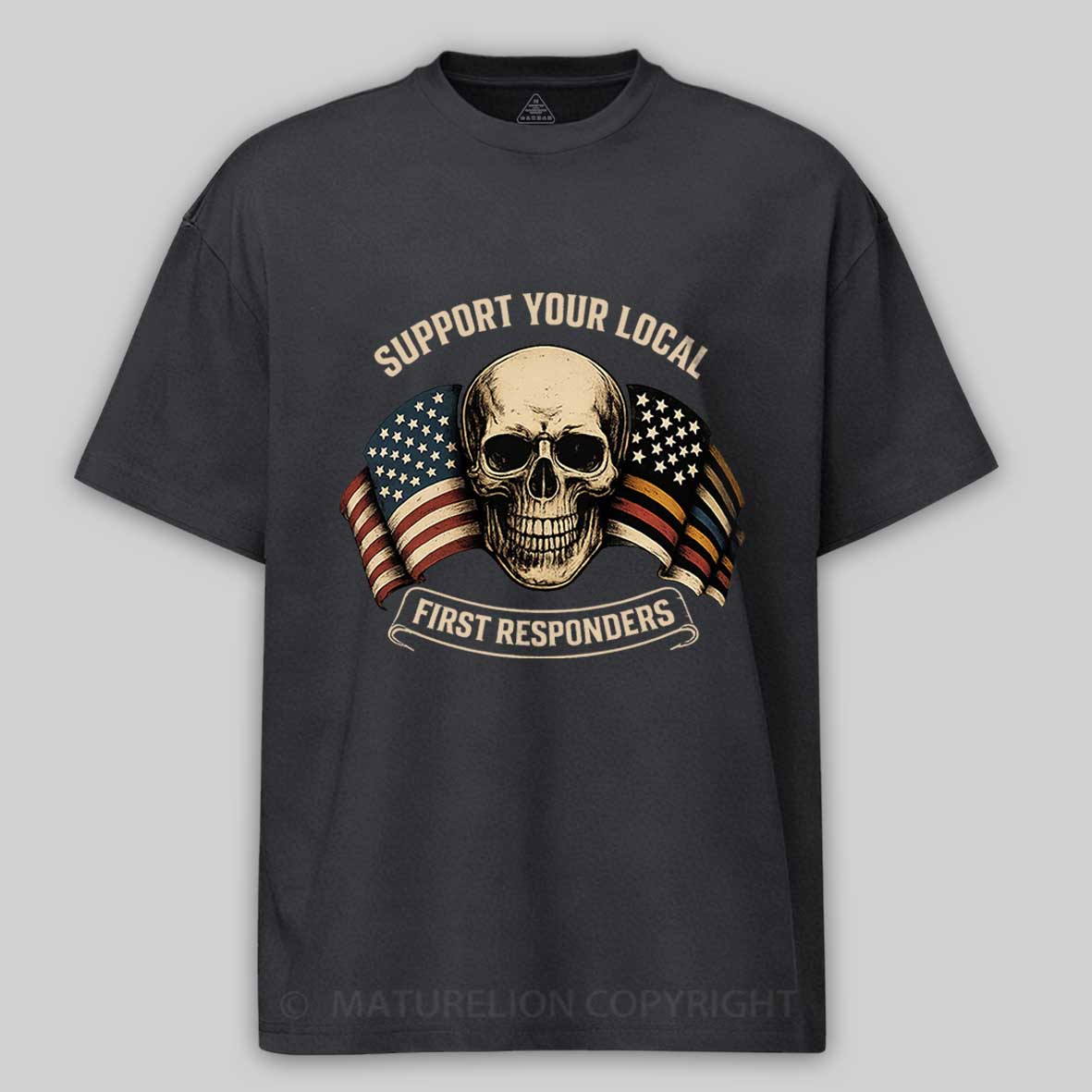 Maturelion Men's T-Shirt First Responder Flag Cotton T-Shirt