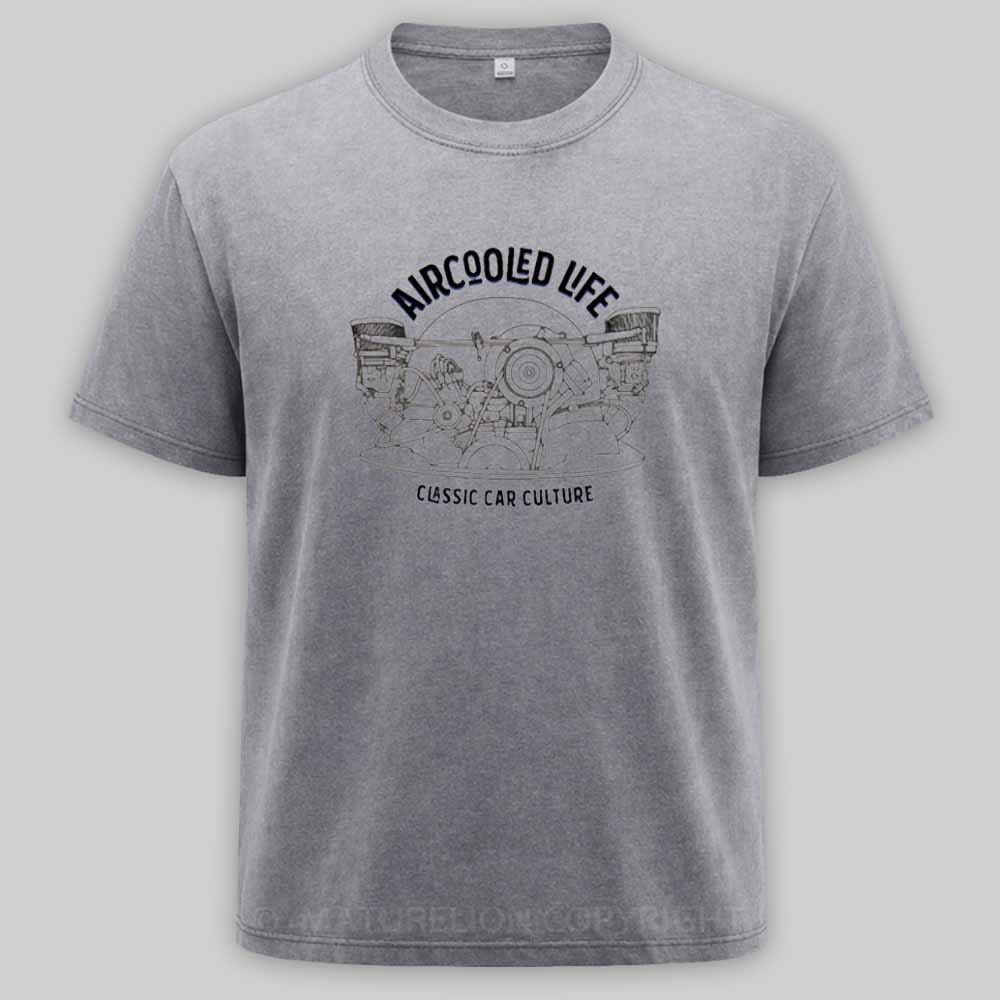 Maturelion  Aircooled Life - Classic Car Culture Washed T-shirt