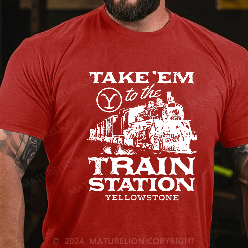 Maturelion Take'em To The Train Station Yellowstone Cotton T-shirt 