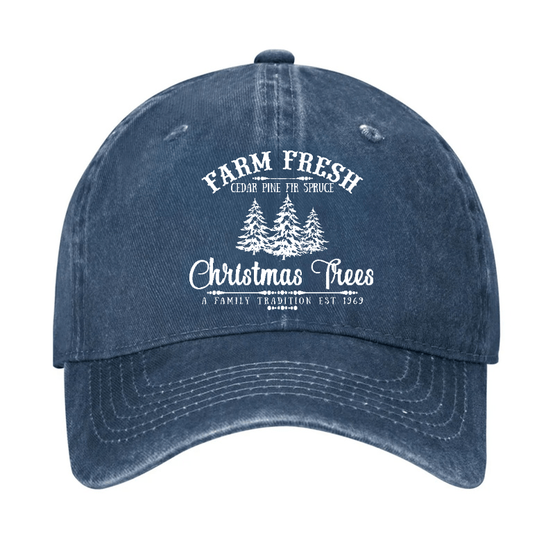 Farm Fresh Cedar Pine Fir Spruce Christmas Trees A Family Tradition Est 1969 Cap-Maturelion