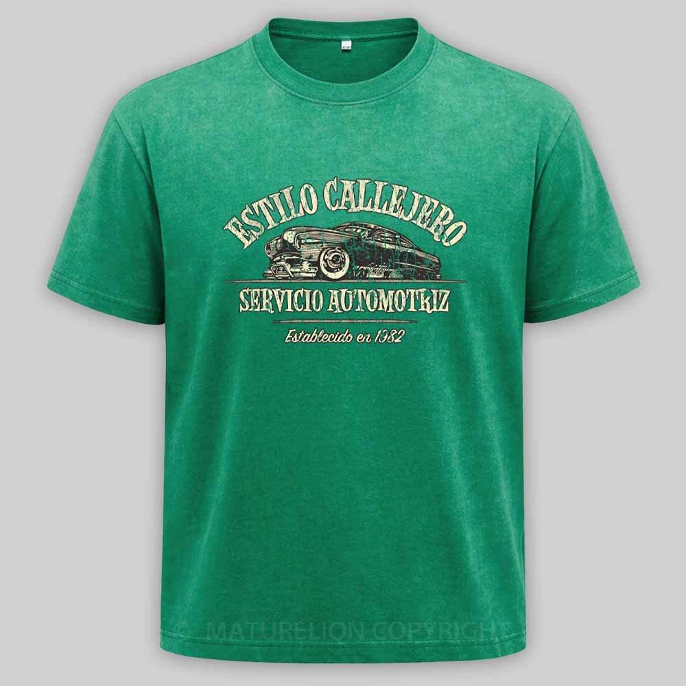 Maturelion Estilo Callejero Servicio Automotriz 1982 Washed T-shirt