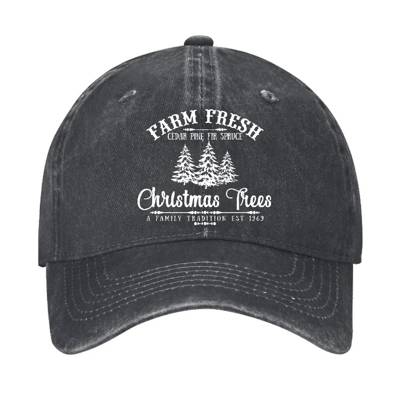 Farm Fresh Cedar Pine Fir Spruce Christmas Trees A Family Tradition Est 1969 Cap-Maturelion