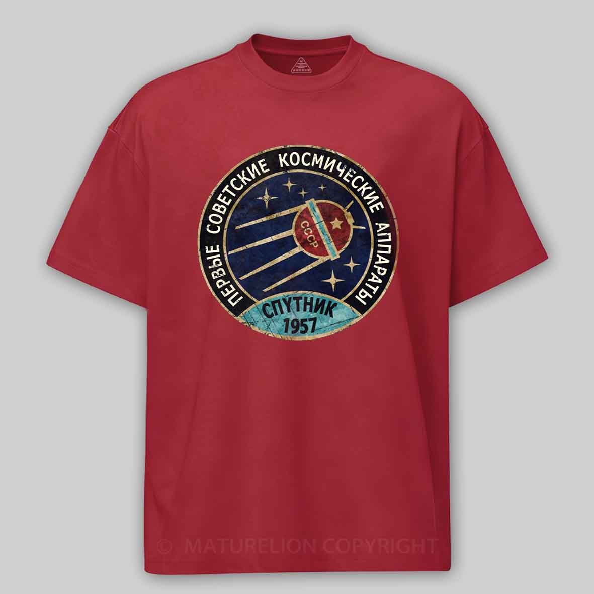 Maturelion Vintage Blue Badge Спутник V01 Cotton T-shirt