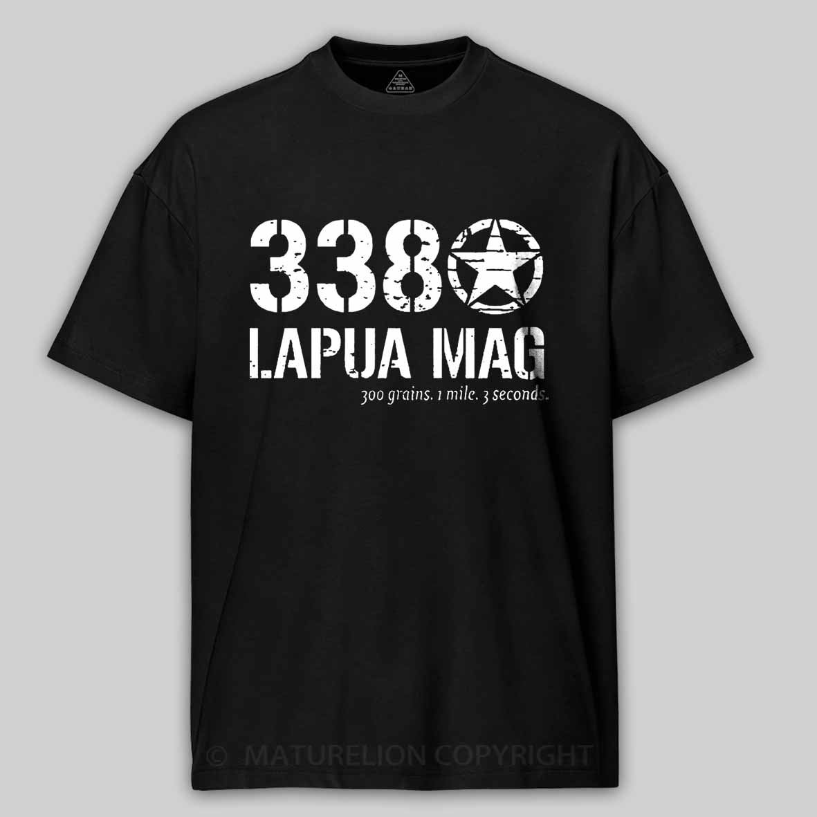 338 Lapua Mag 300 Grains 1 Mile 3 Seconds Cotton T-shirt 