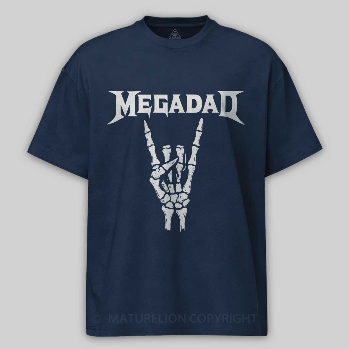 Maturelion Men's T-shirt Megadad Retro 90s Hard Rock Band Heavy Metal Father's Day T-shirt