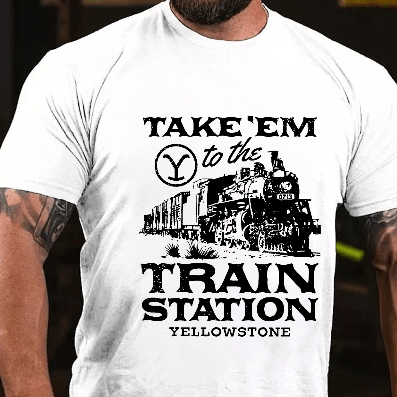 Maturelion Take'em To The Train Station Yellowstone Cotton T-shirt 