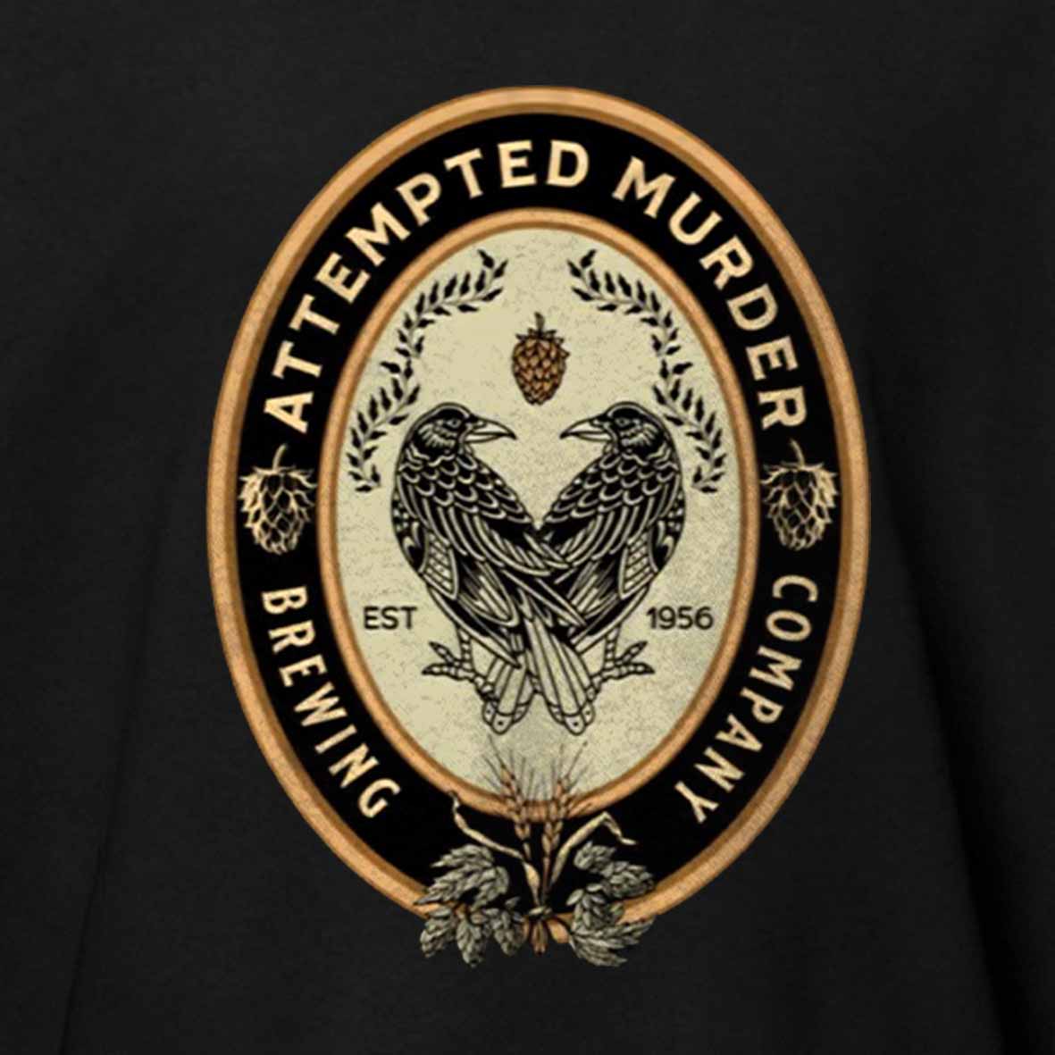 Maturelion Attempted Murder Brewing Company Beer Logo Crows & Ravens Cotton T-shirt