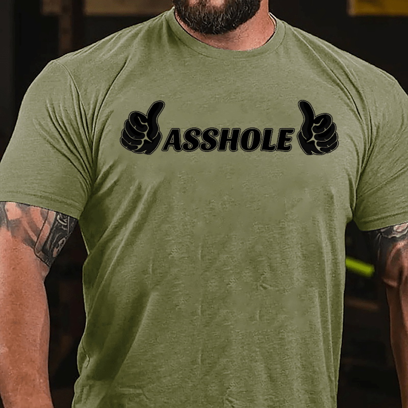 Asshole Two Thumbs Up Cotton T-shirt-Maturelion