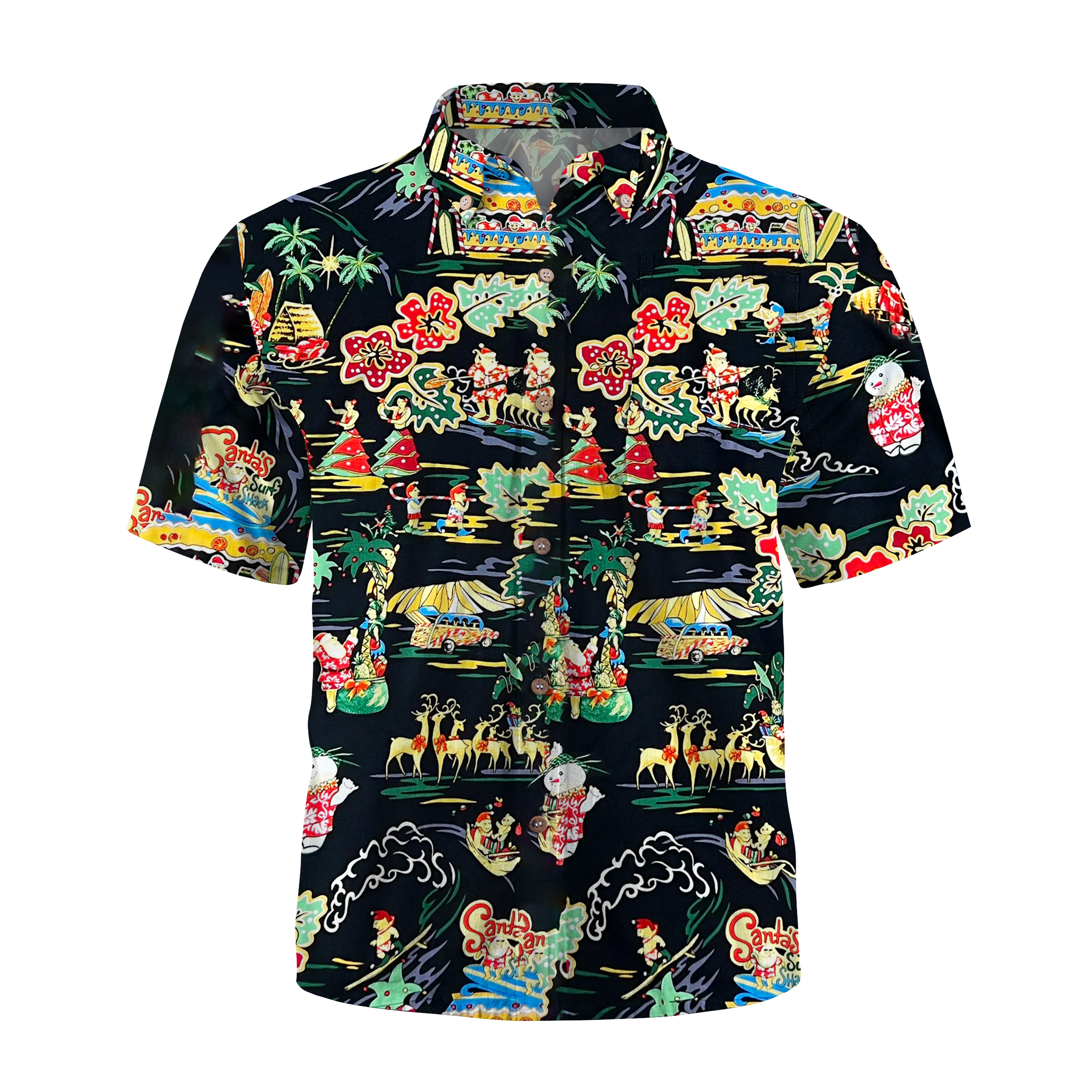 Maturelion Paradise Found Hawaiian Shirts Santa's Surf Shack Christmas Funny Hawaiian Shirt