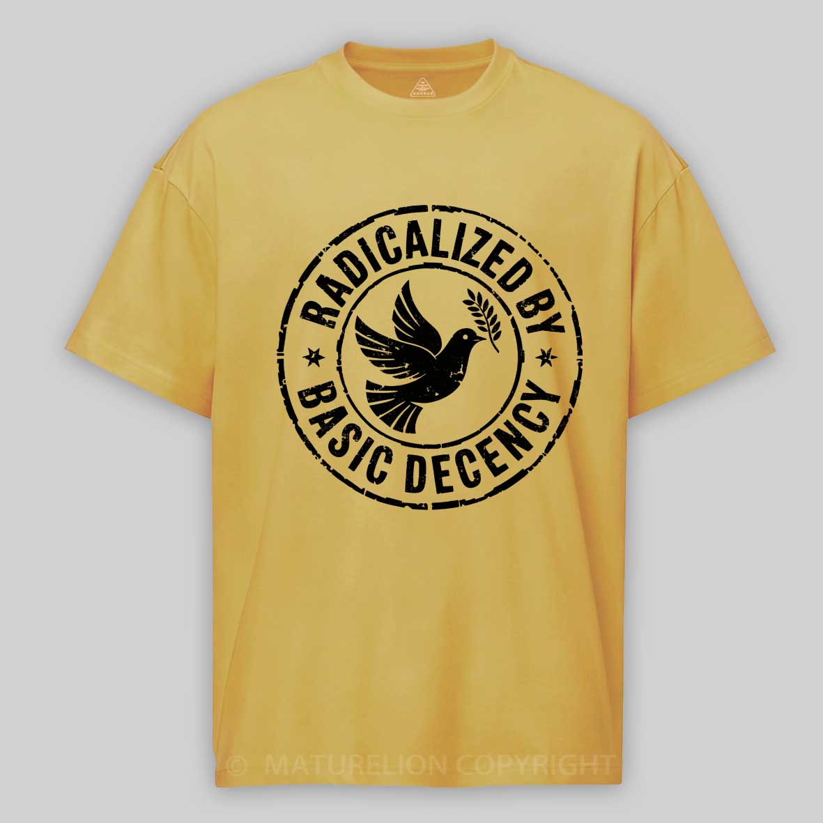 Maturelion Radicalized By Basic Decency-1 Cotton T-shirt