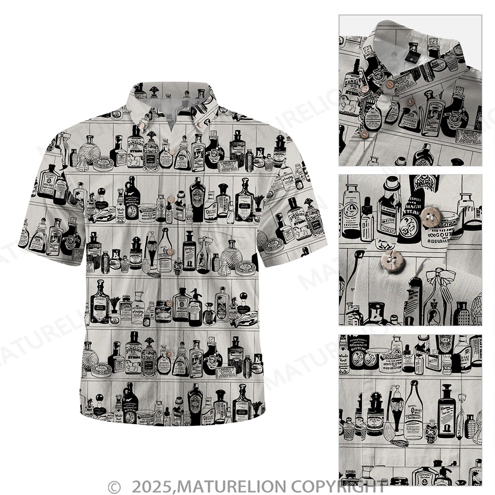 Maturelion Men's Hawaiian Shirt Pacific Flow Button Up Shirt