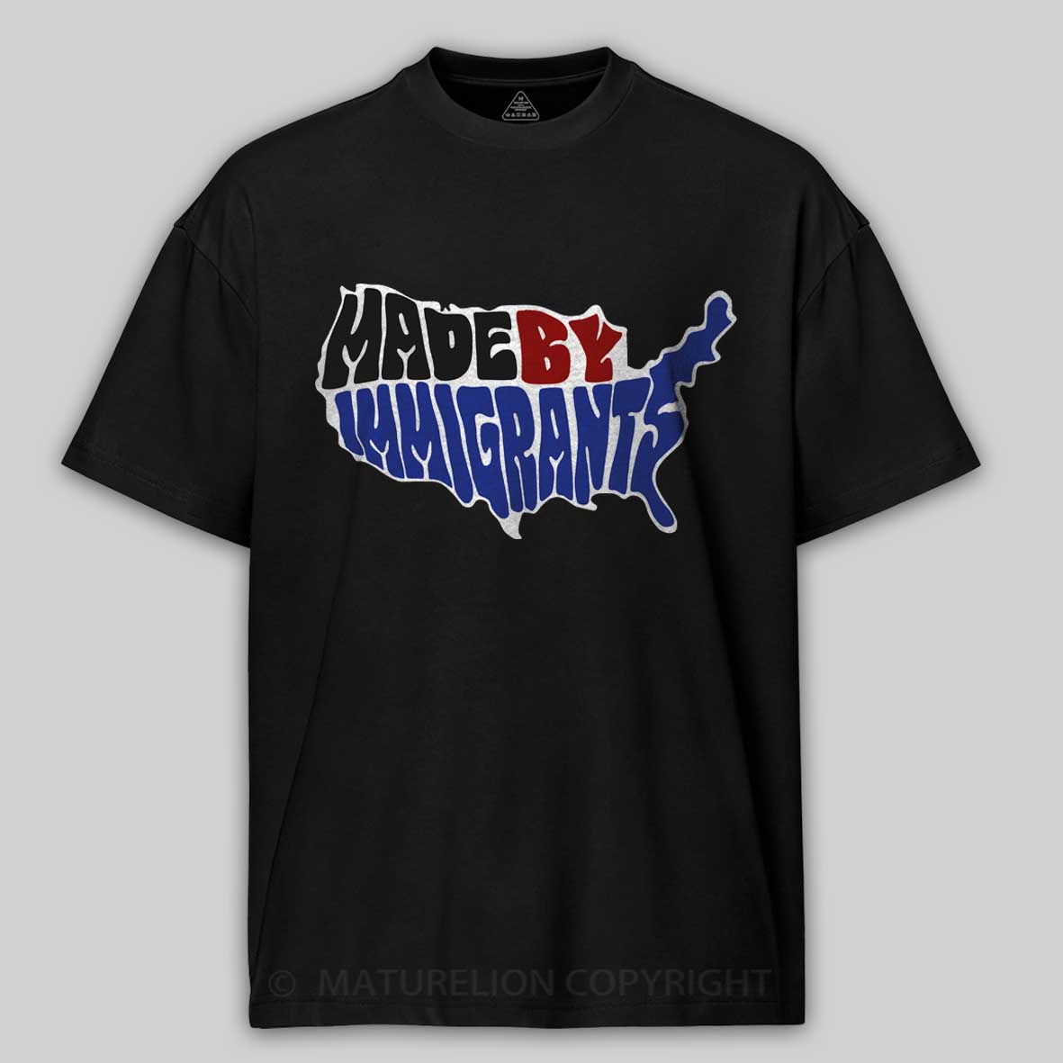 Maturelion Made By Immigrants - USA map Cotton T-shirt