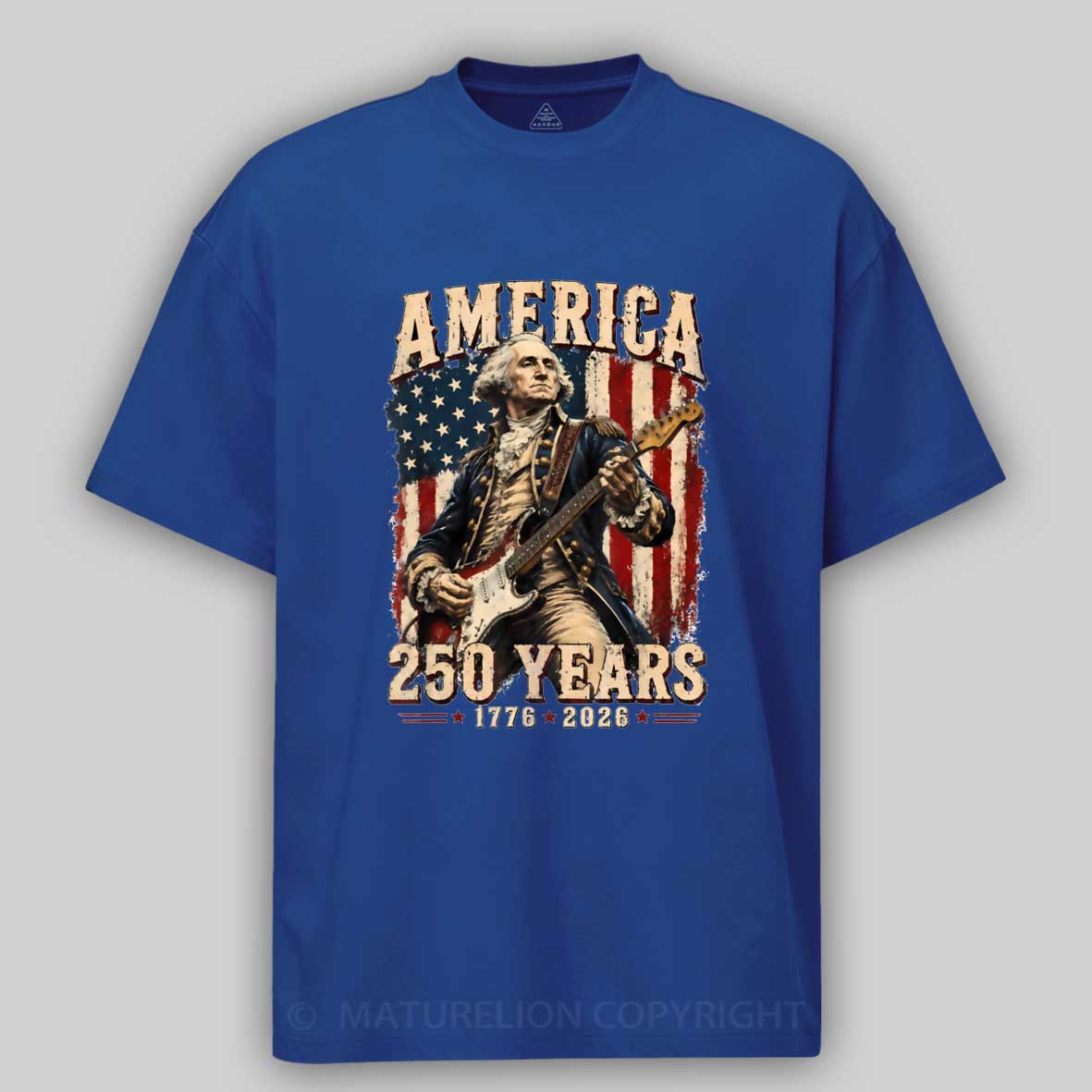 Maturelion George Washington Playing Guitar 250 Anniversary T-shirt 