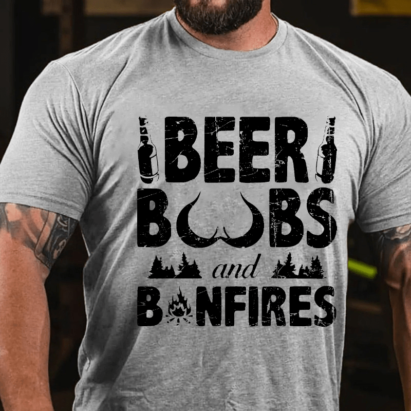 Beer Boobs And Bonfires Cotton T-shirt-Maturelion