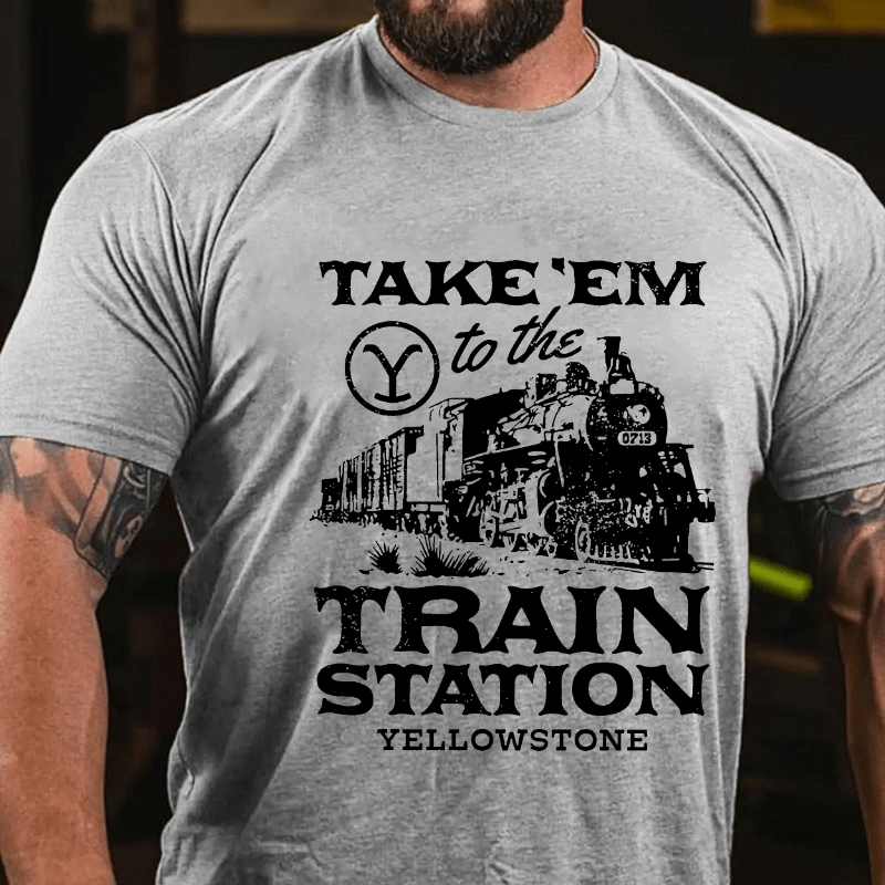 Maturelion Take'em To The Train Station Yellowstone Cotton T-shirt 