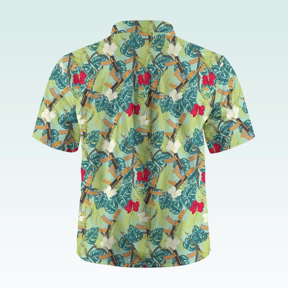 Maturelion Men's Button Pocket ShirtTropical Jungle Boys Woven Shirt with Short Sleeves