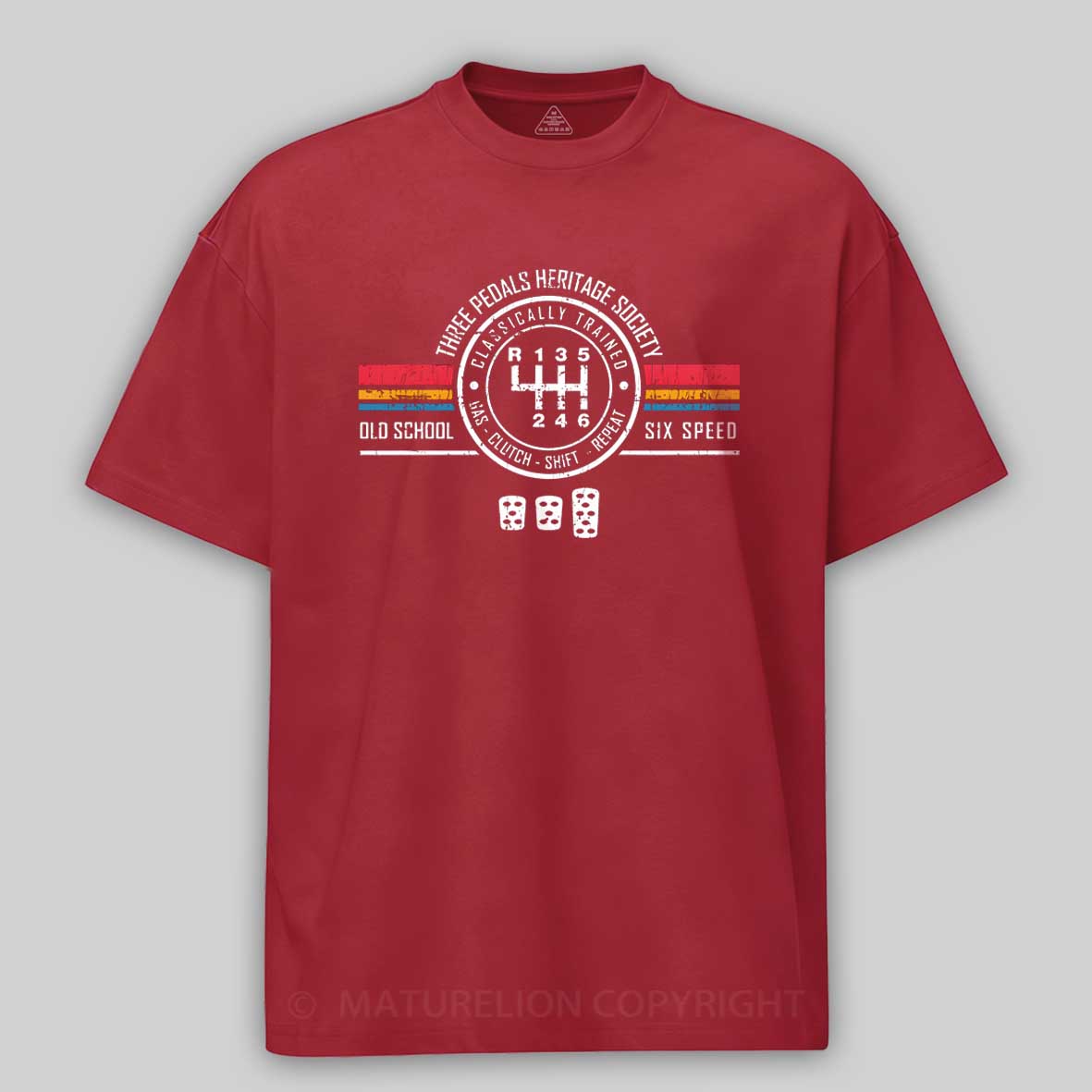 Maturelion Three Pedals Heritage Society Cotton T-shirt