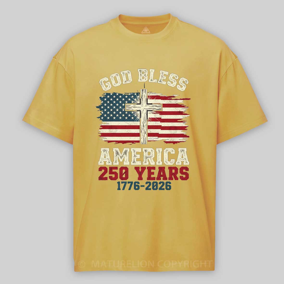 Maturelion USA 250th Anniversary Vintage Patriotic Christian T-shirt 