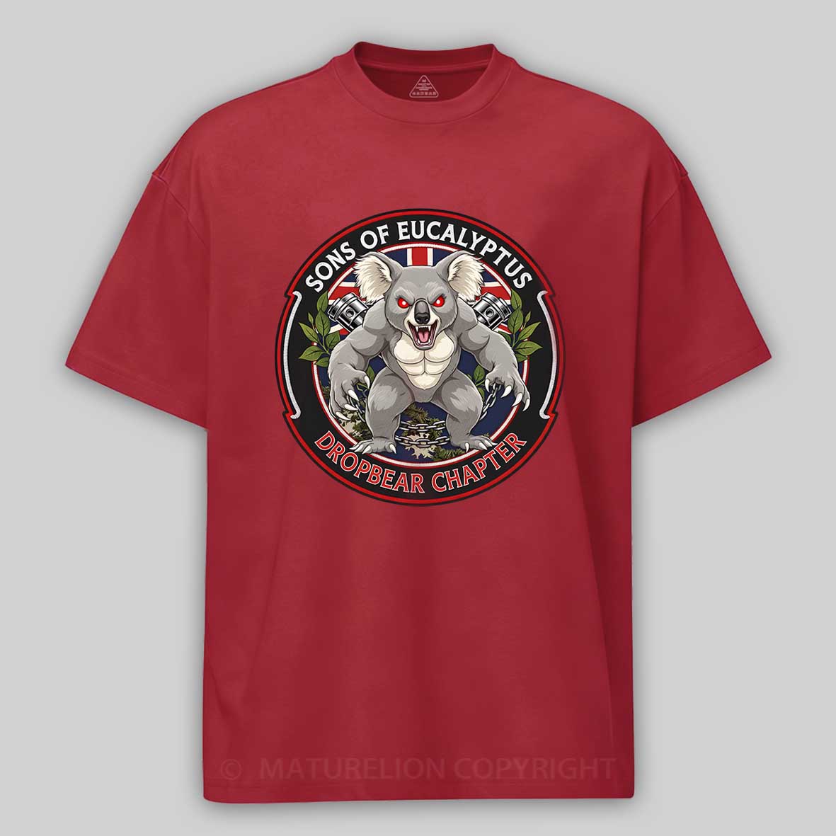 Maturelion Australia T-Shirt Dropbear Funny Graphic  Motorcycle Cotton T-Shirt