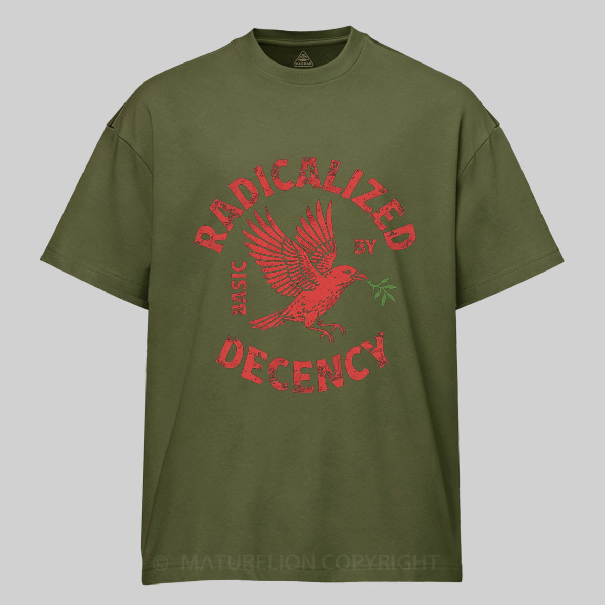 Maturelion Radicalized By Basic Decency Cotton T-shirt