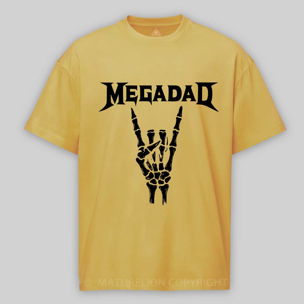 Maturelion Men's T-shirt Megadad Retro 90s Hard Rock Band Heavy Metal Father's Day T-shirt