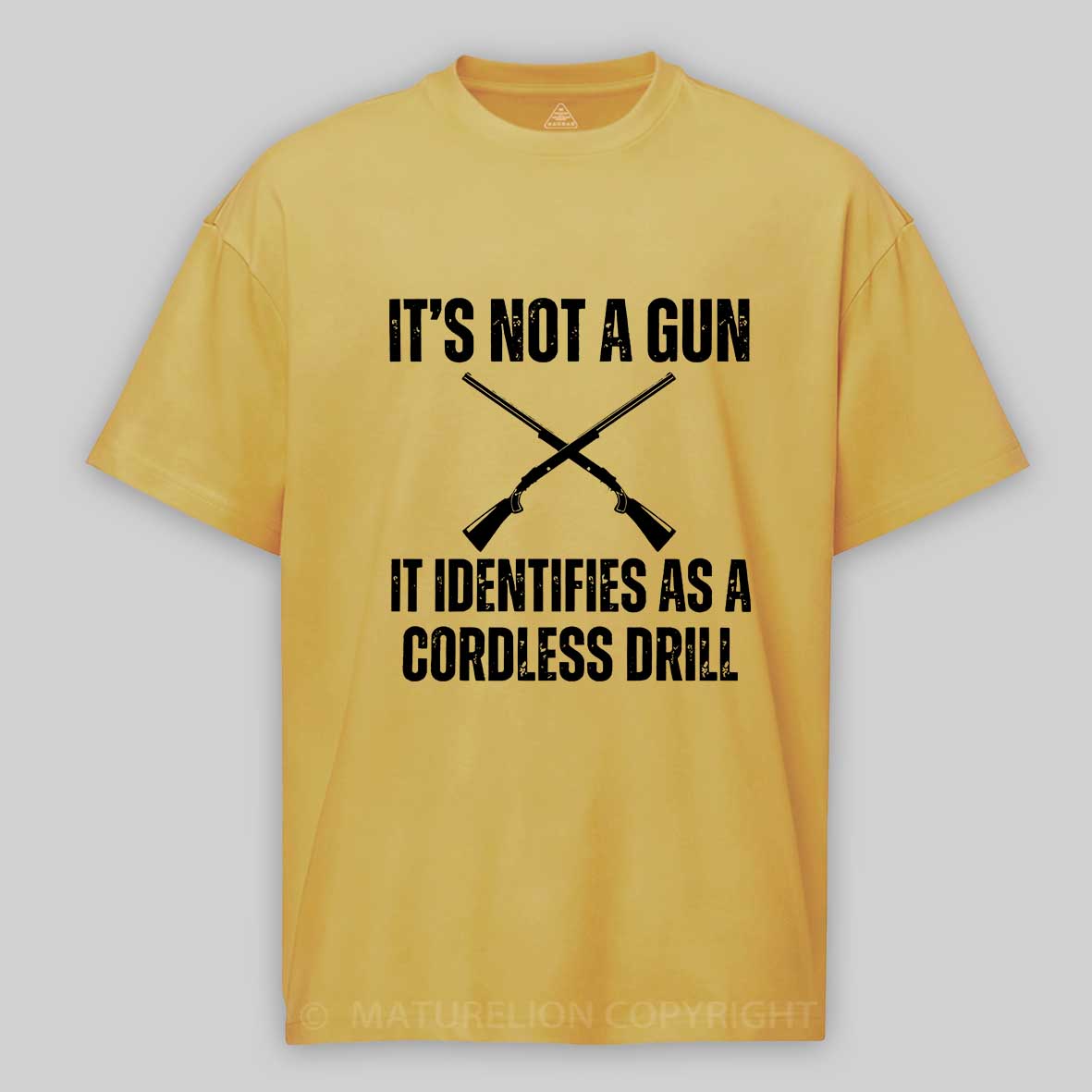 Maturelion Men's T-shirt Gun Pun Cotton T-shirt