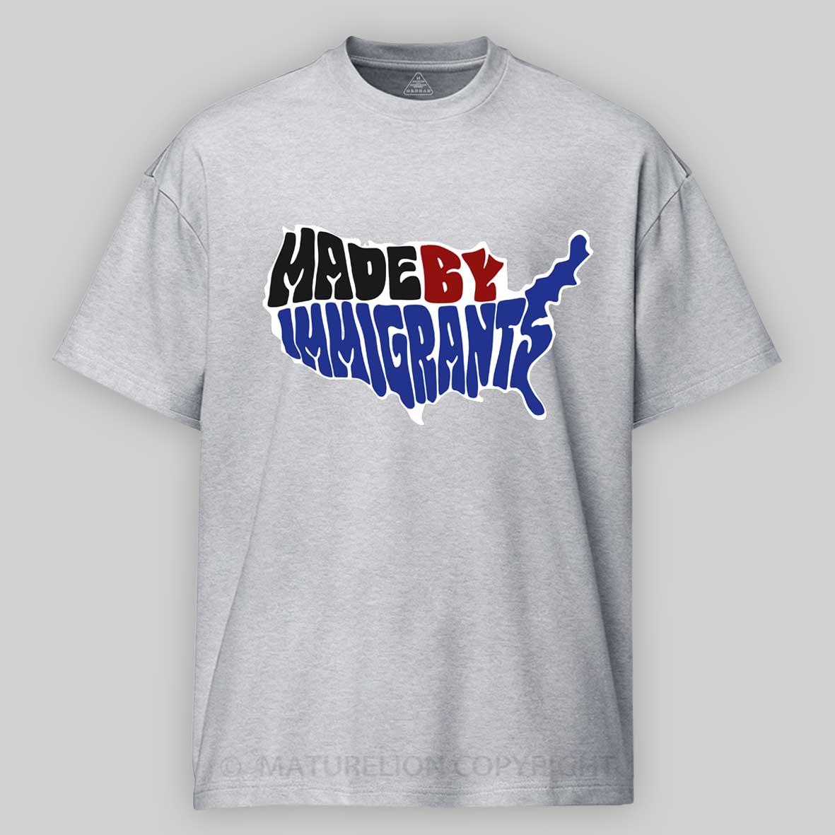 Maturelion Made By Immigrants - USA map Cotton T-shirt