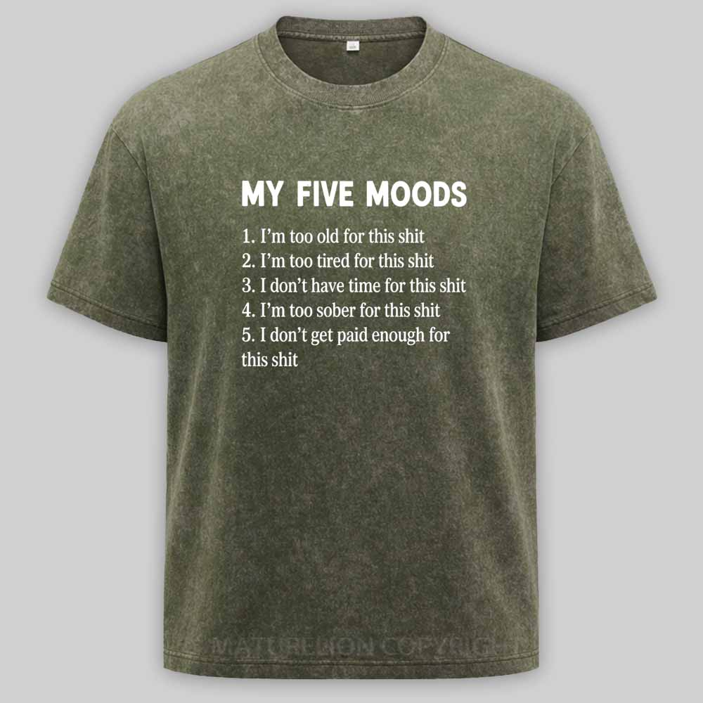 Maturelion My Five Moods - Sarcastic Washed T-shirt