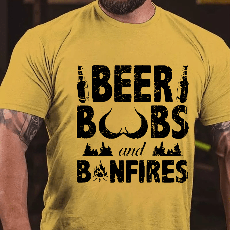 Beer Boobs And Bonfires Cotton T-shirt-Maturelion